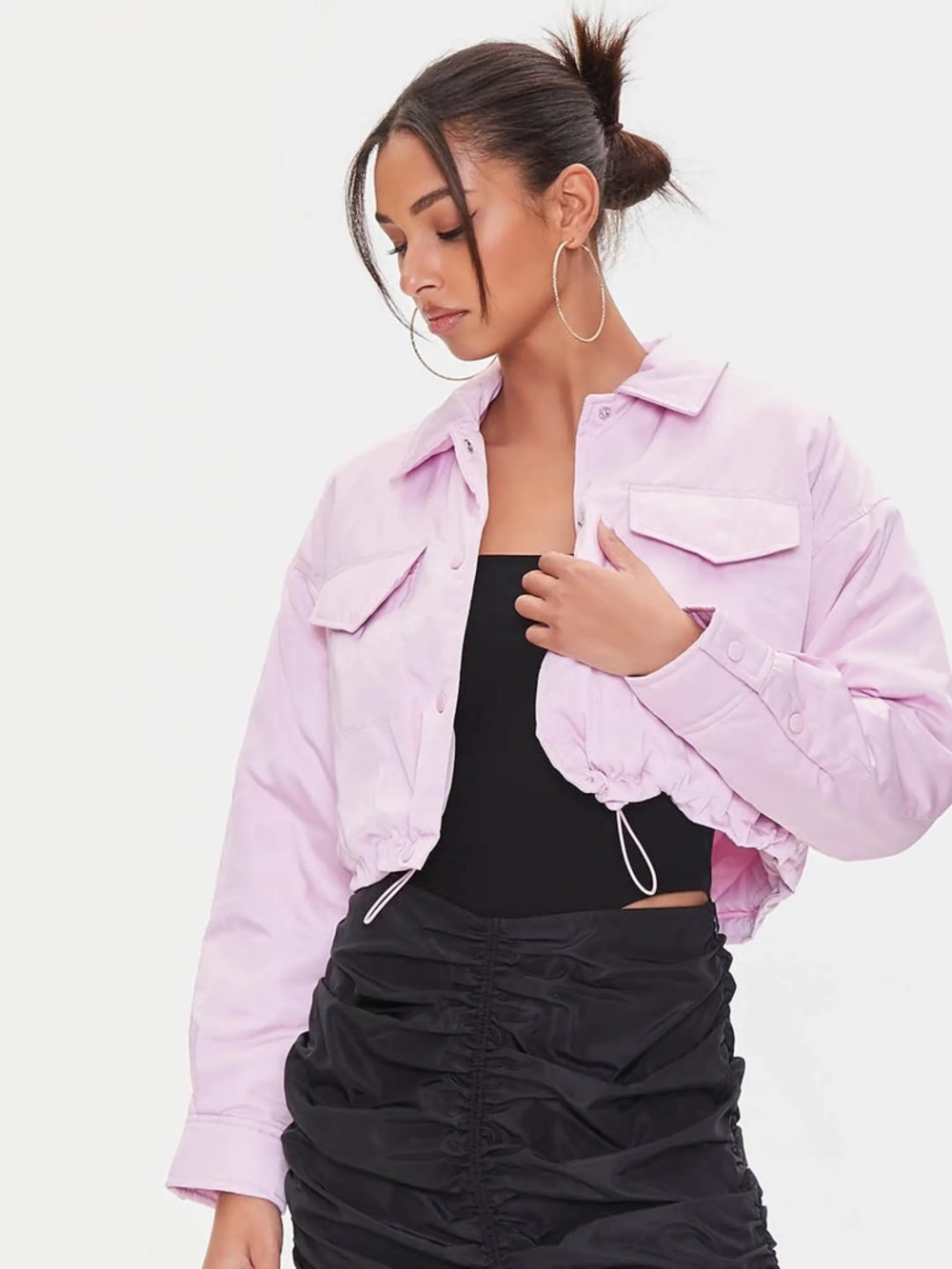 Lavender Cropped Utility Jacket - Women